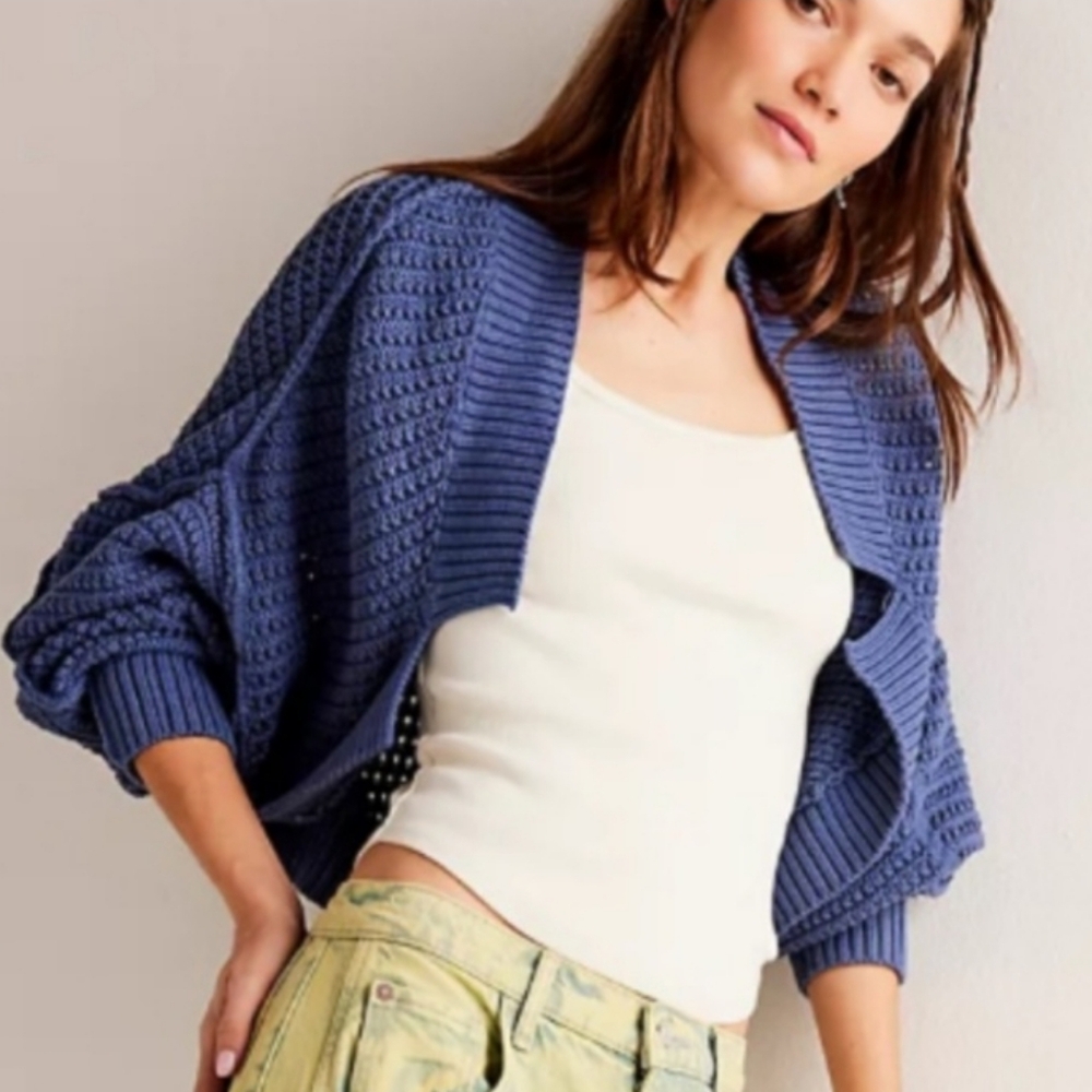 Free People Care FP East To West Cardi NWOT in Blue MSRP $158